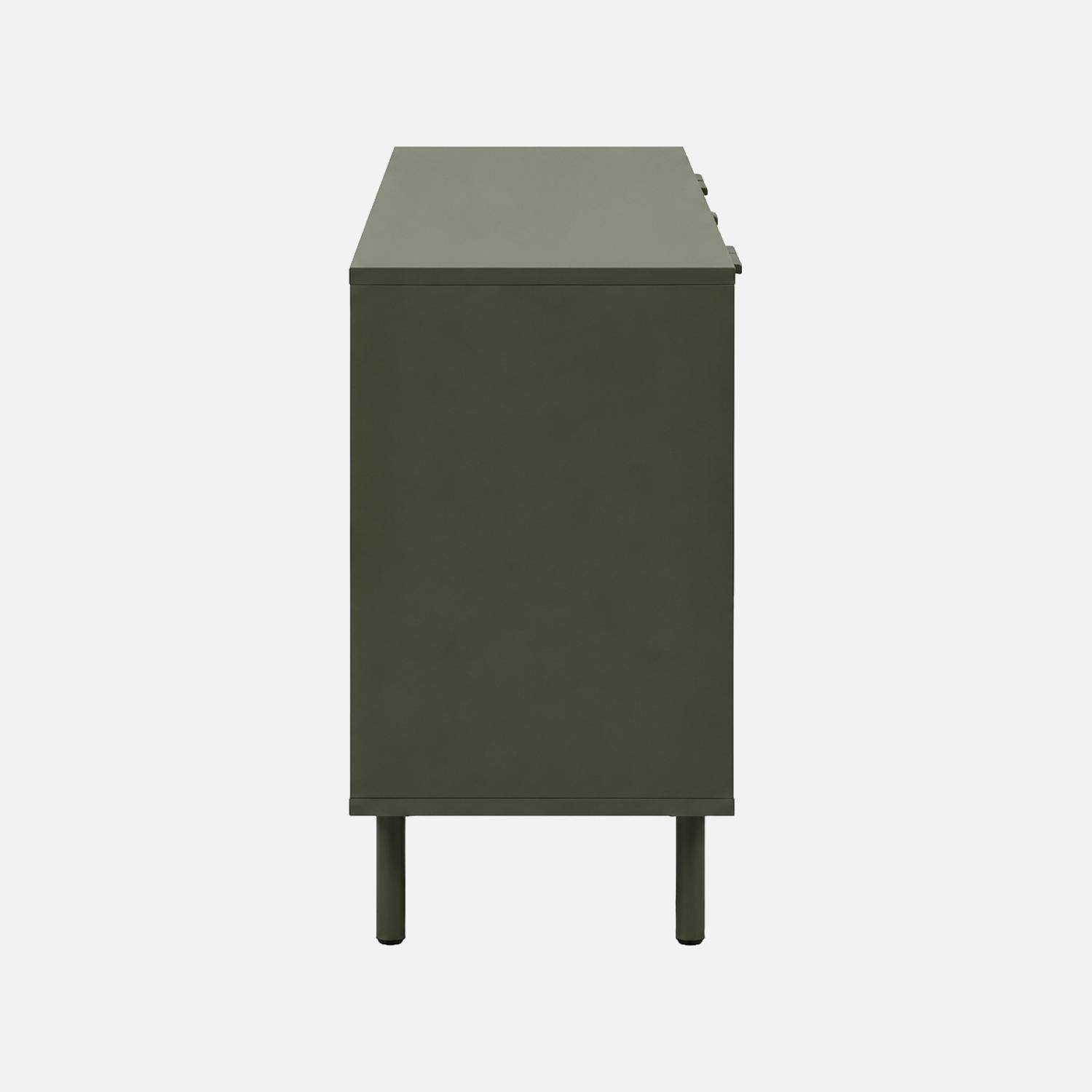 Buffet bois d'hévéa et métal 4 portes 160cm kaki - Ellie Photo5