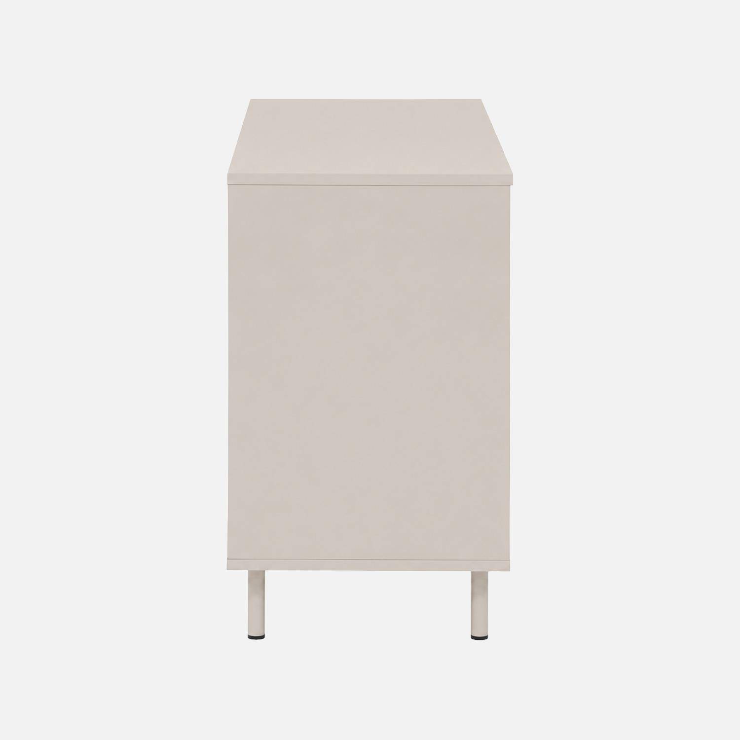 Buffet bois d'hévéa et métal 3 portes 120cm beige - Ellie Photo5