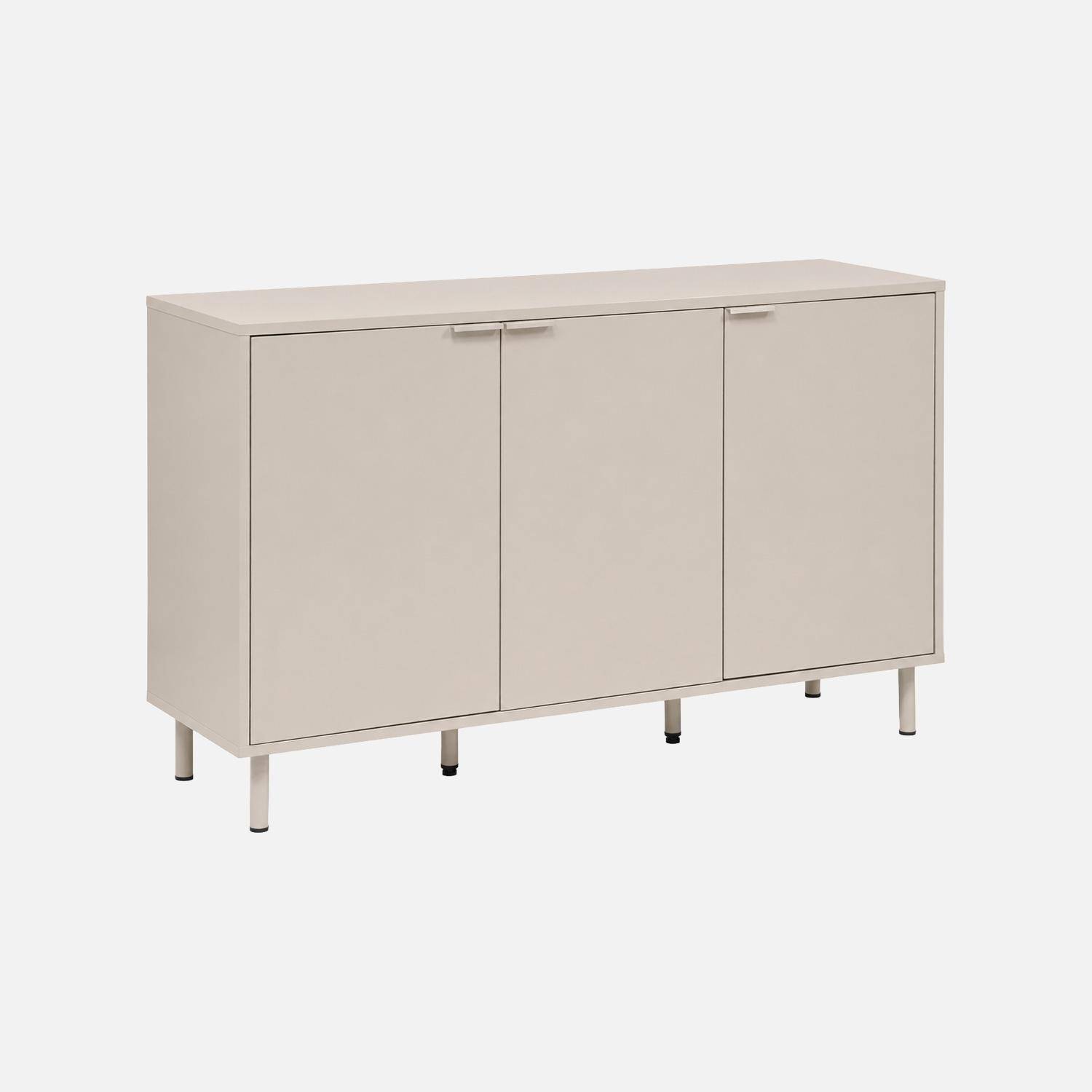 Buffet bois d'hévéa et métal 3 portes 120cm beige - Ellie,sweeek,Photo2