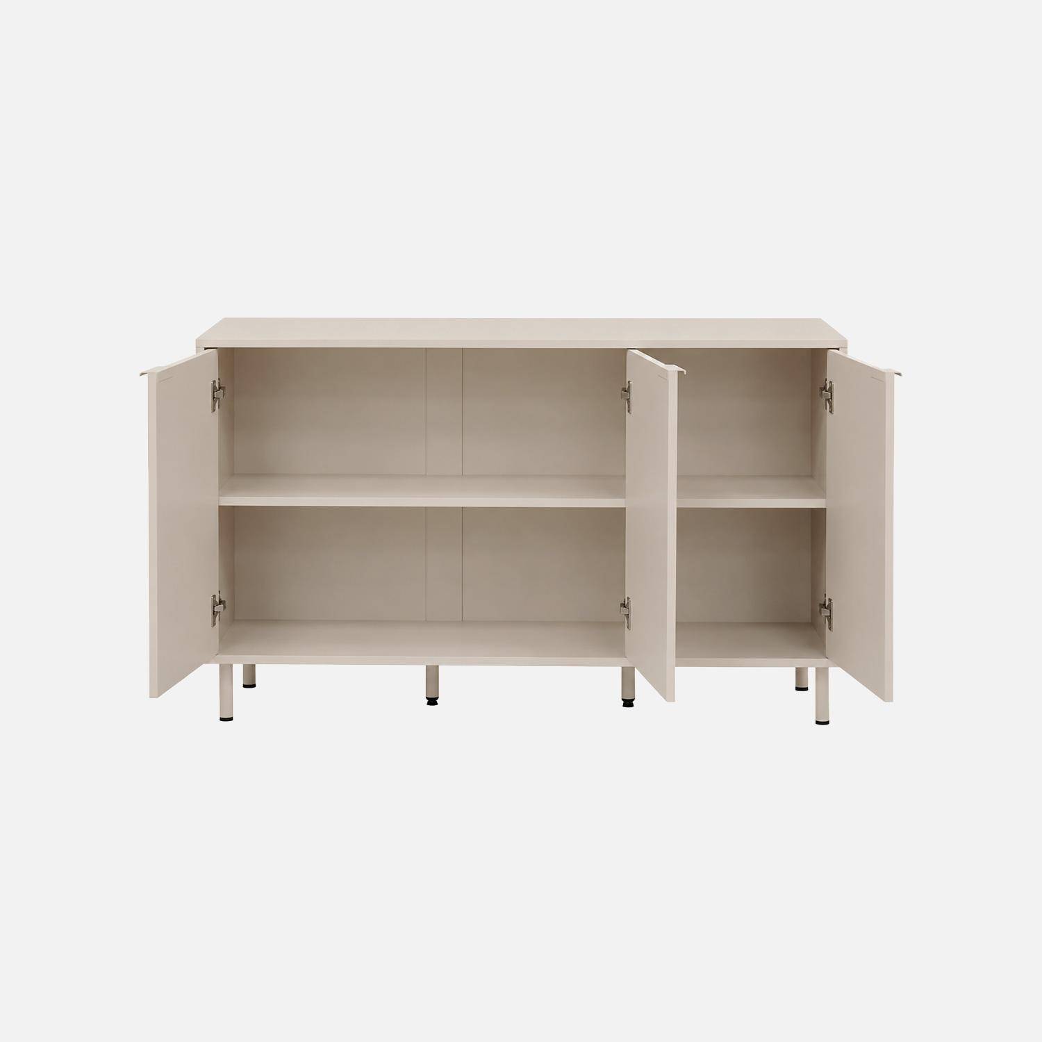 Buffet bois d'hévéa et métal 3 portes 120cm beige - Ellie Photo4