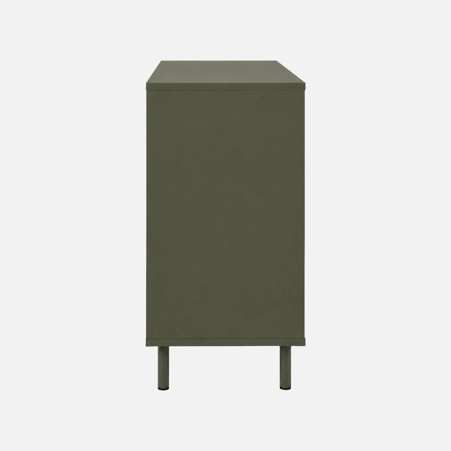 Buffet bois d'hévéa et métal 3 portes 120cm kaki - Ellie Photo5