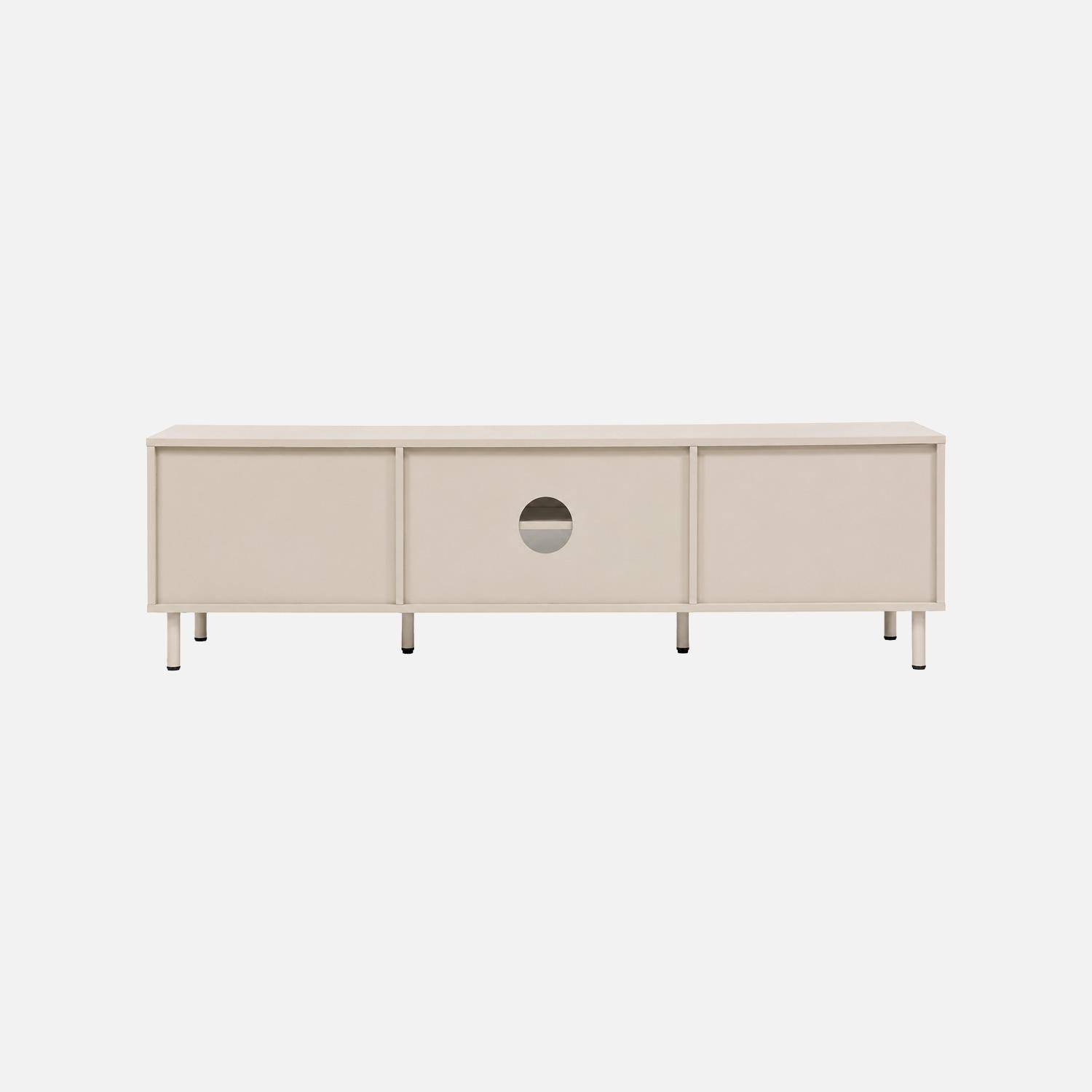 Meuble TV bois d'hévéa et métal 160cm beige - Ellie Photo5