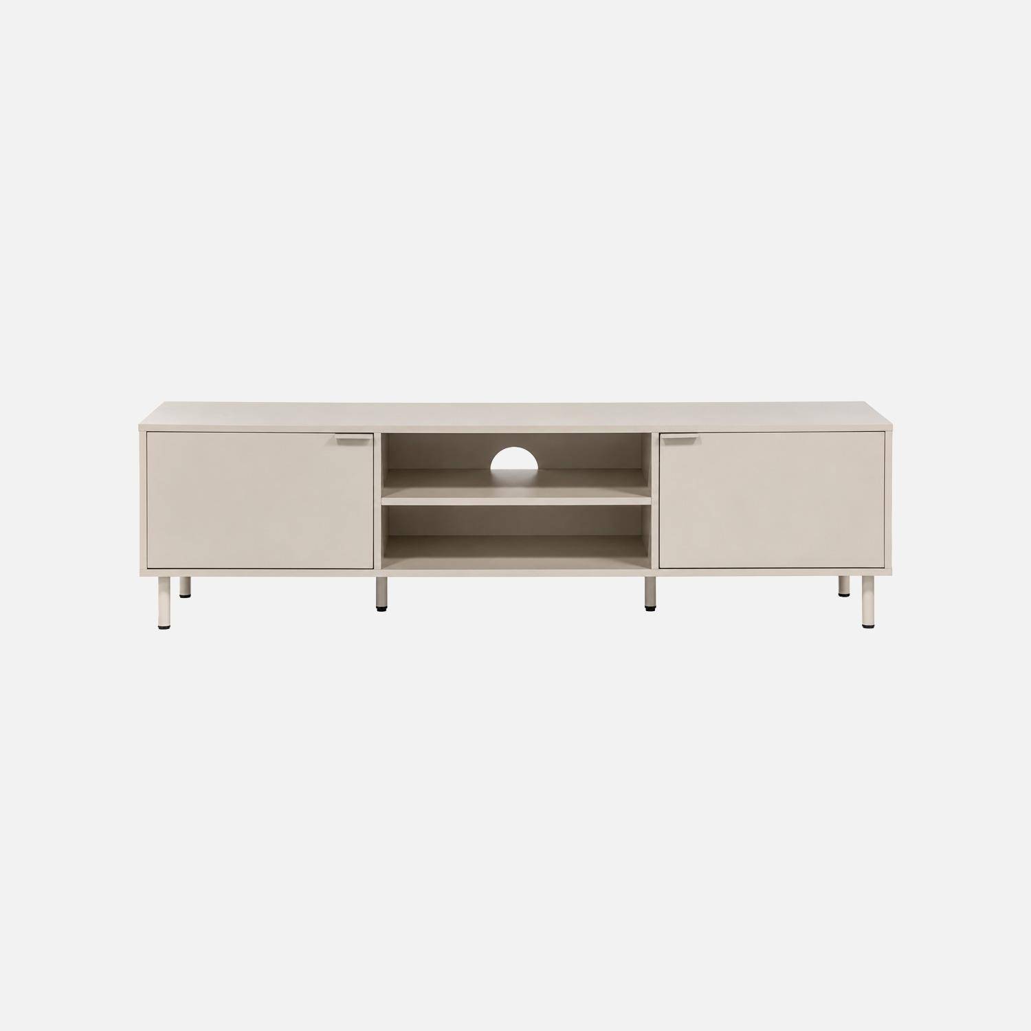 Meuble TV bois d'hévéa et métal 160cm beige - Ellie,sweeek,Photo3