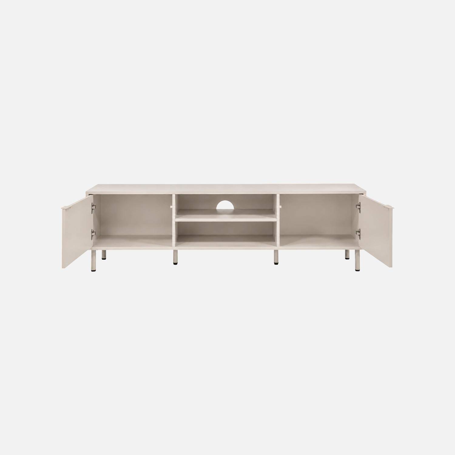 Meuble TV bois d'hévéa et métal 160cm beige - Ellie Photo4