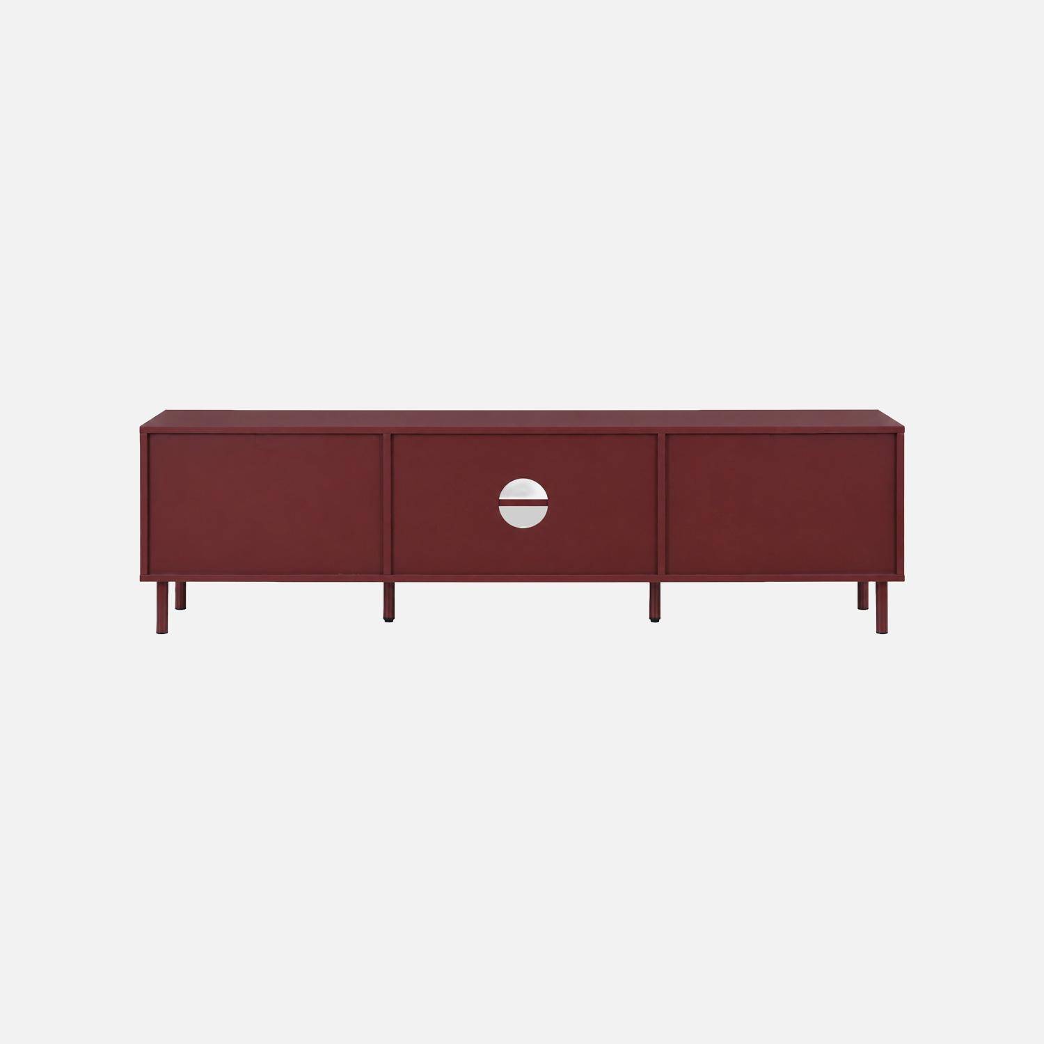 Meuble TV bois d'hévéa et métal 160cm bordeaux - Ellie Photo5