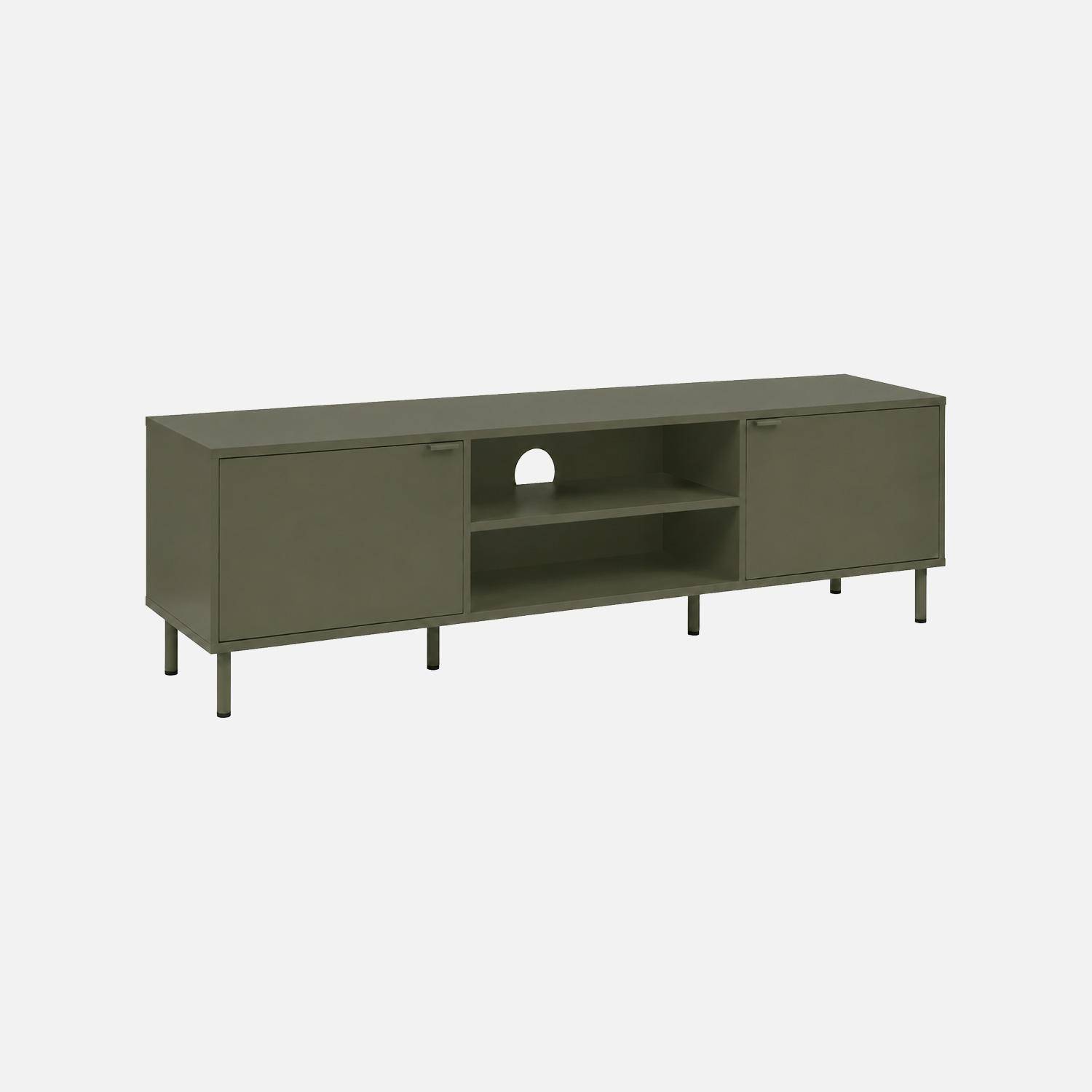 Meuble TV bois d'hévéa et métal 160cm kaki - Ellie,sweeek,Photo2