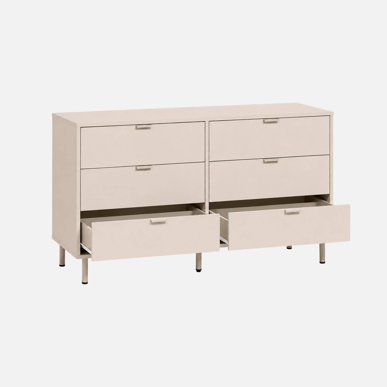 Commode bois d'hévéa et métal 6 tiroirs beige - Ellie,sweeek,Photo3