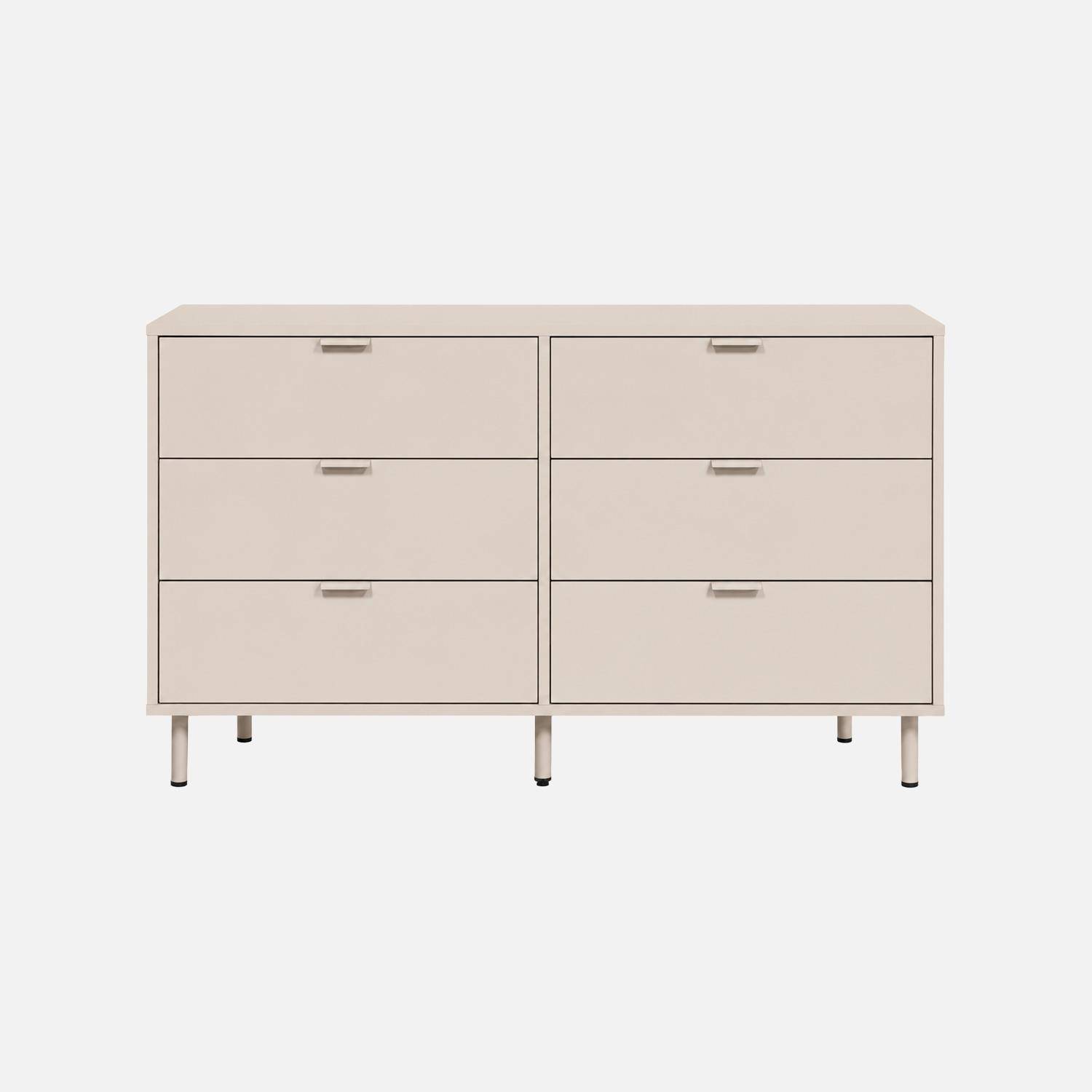 Commode bois d'hévéa et métal 6 tiroirs beige - Ellie,sweeek,Photo4