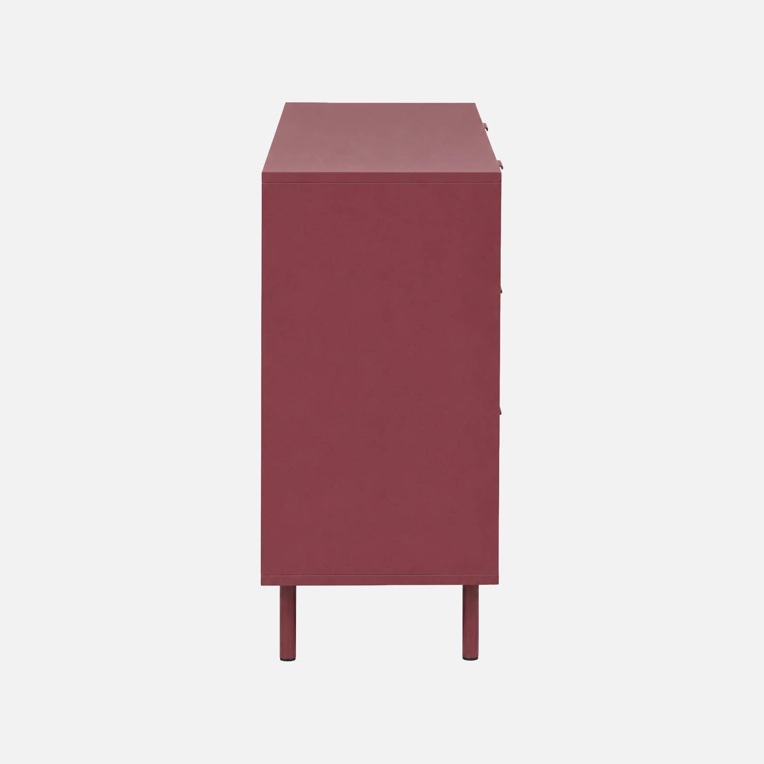 Commode bois d'hévéa et métal 6 tiroirs bordeaux - Ellie Photo5