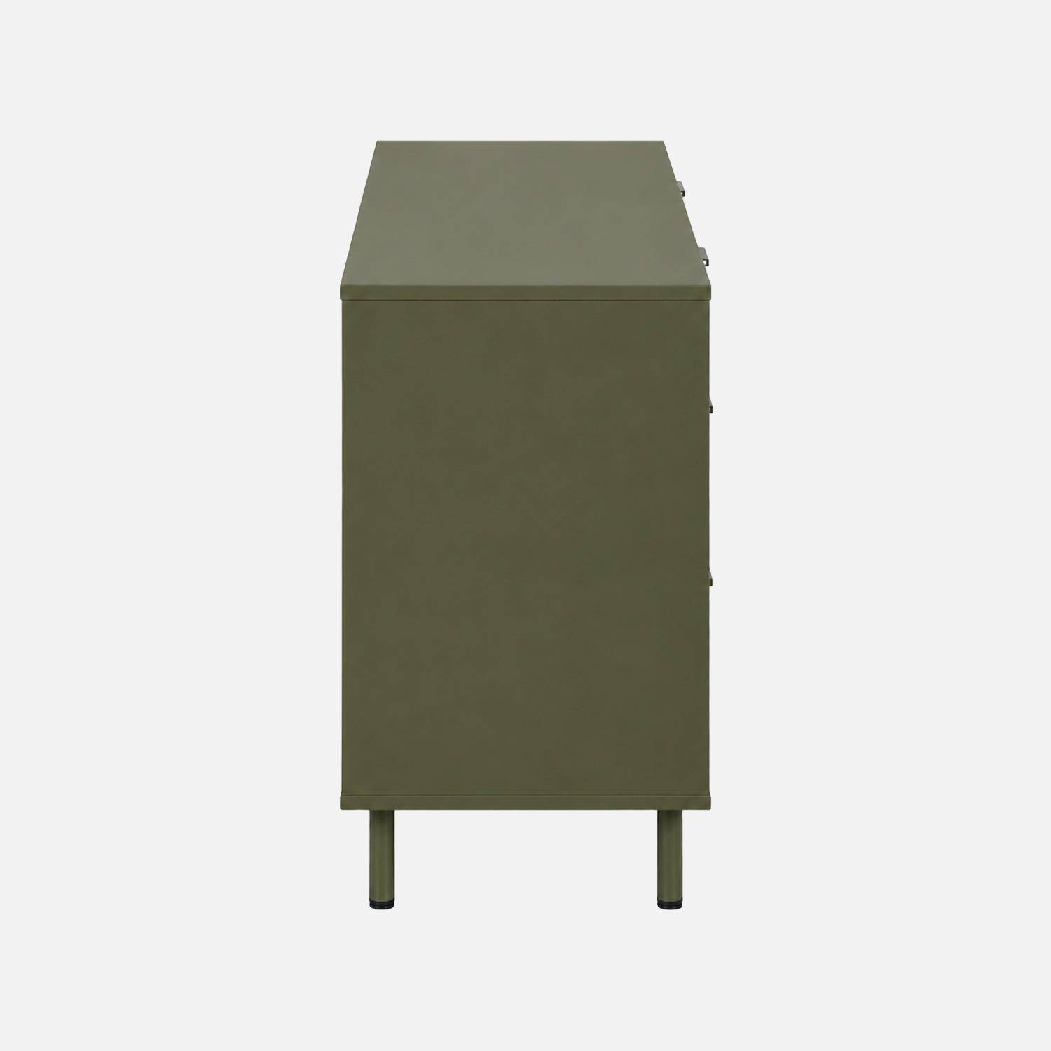 Commode bois d'hévéa et métal 6 tiroirs kaki - Ellie,sweeek,Photo5