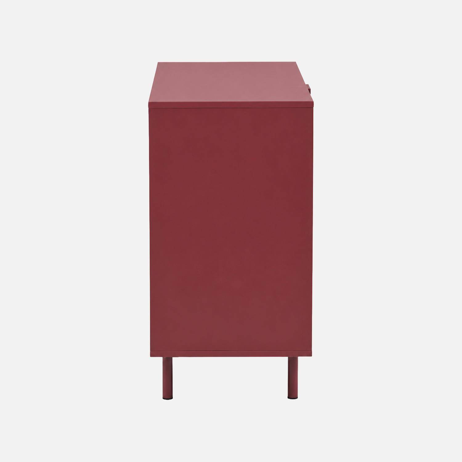 Commode bois d'hévéa et métal 3 tiroirs bordeaux - Ellie Photo5