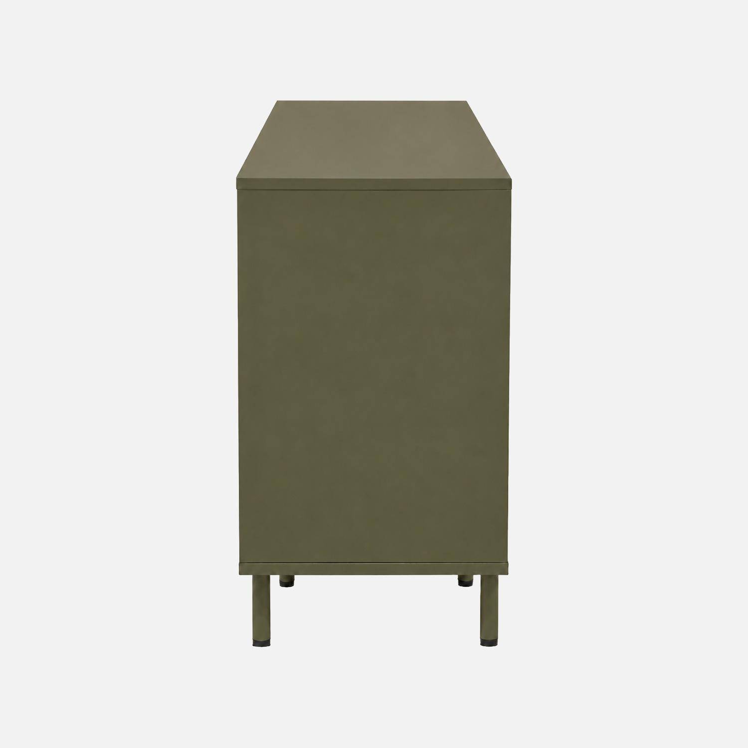 Commode bois d'hévéa et métal 3 tiroirs kaki - Ellie Photo5