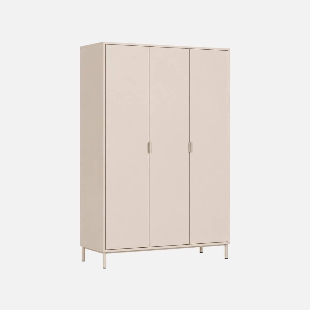 Dressing bois d'hévéa et métal 5 étagères 1 penderie beige