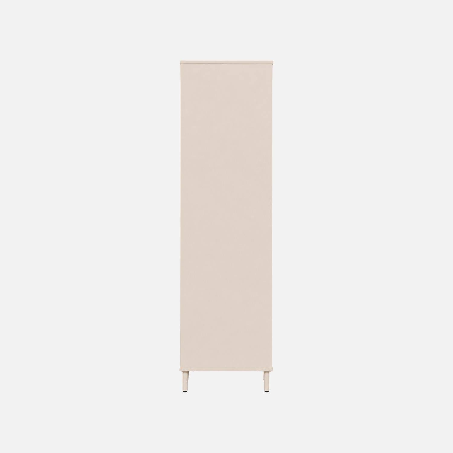 Dressing bois d'hévéa et métal 5 étagères 1 penderie beige - Ellie Photo4