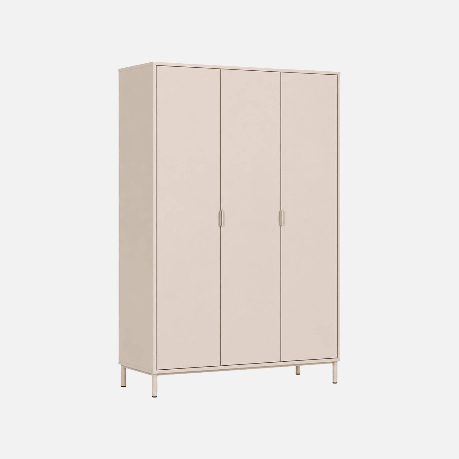 Dressing bois d'hévéa et métal 5 étagères 1 penderie beige - Ellie Photo2