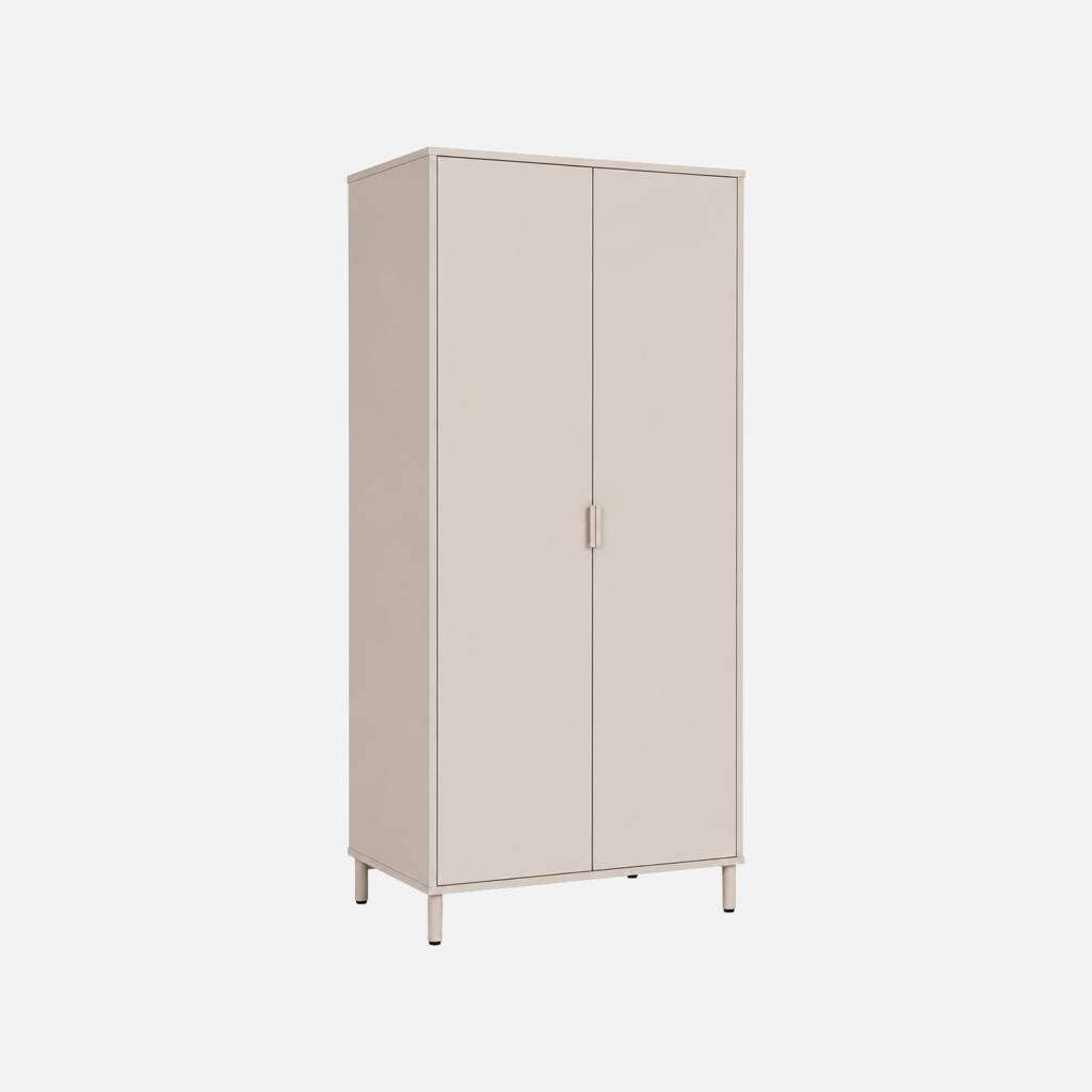 Dressing bois d'hévéa et métal 2 étagères 1 penderie beige