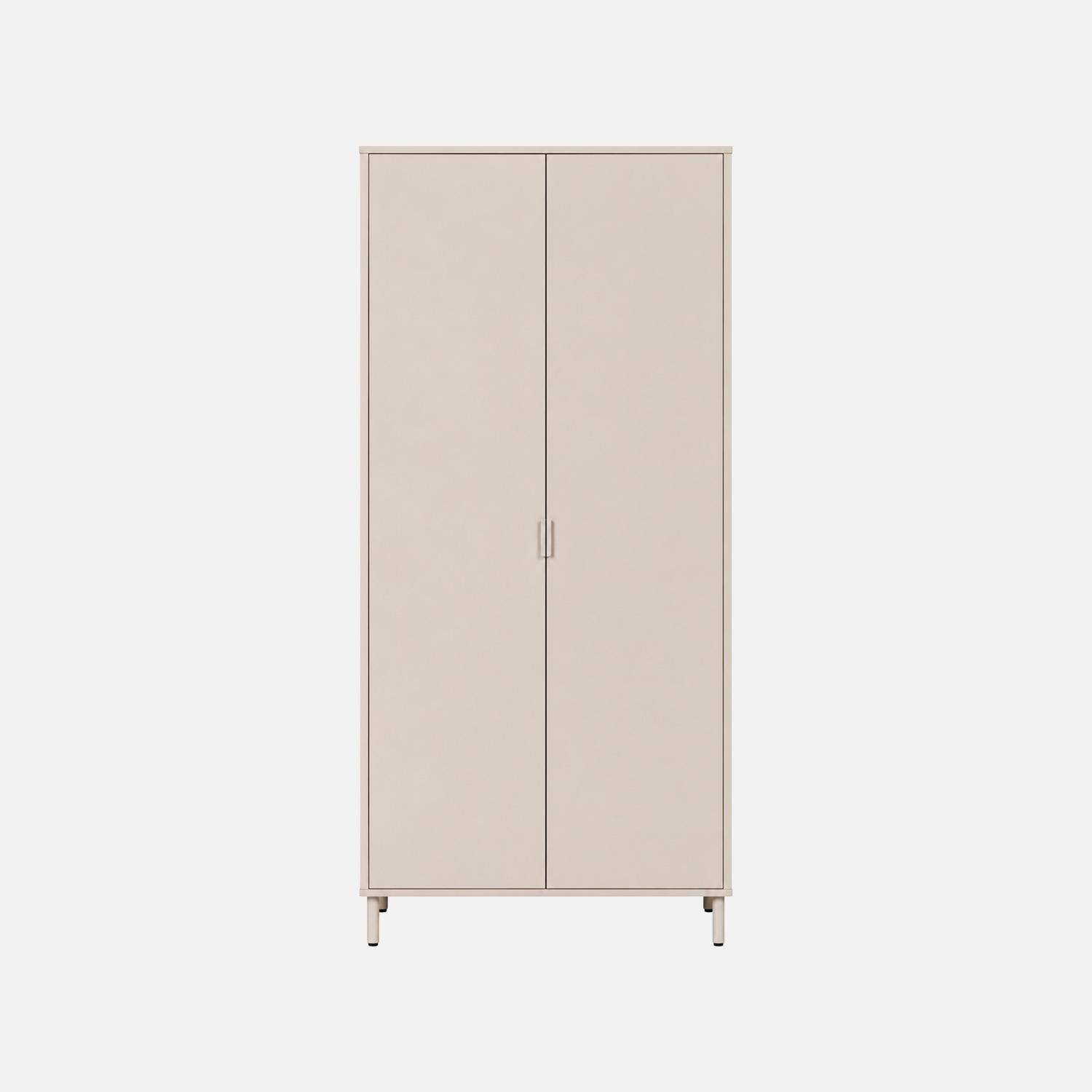 Dressing bois d'hévéa et métal 2 étagères 1 penderie beige - Ellie Photo4
