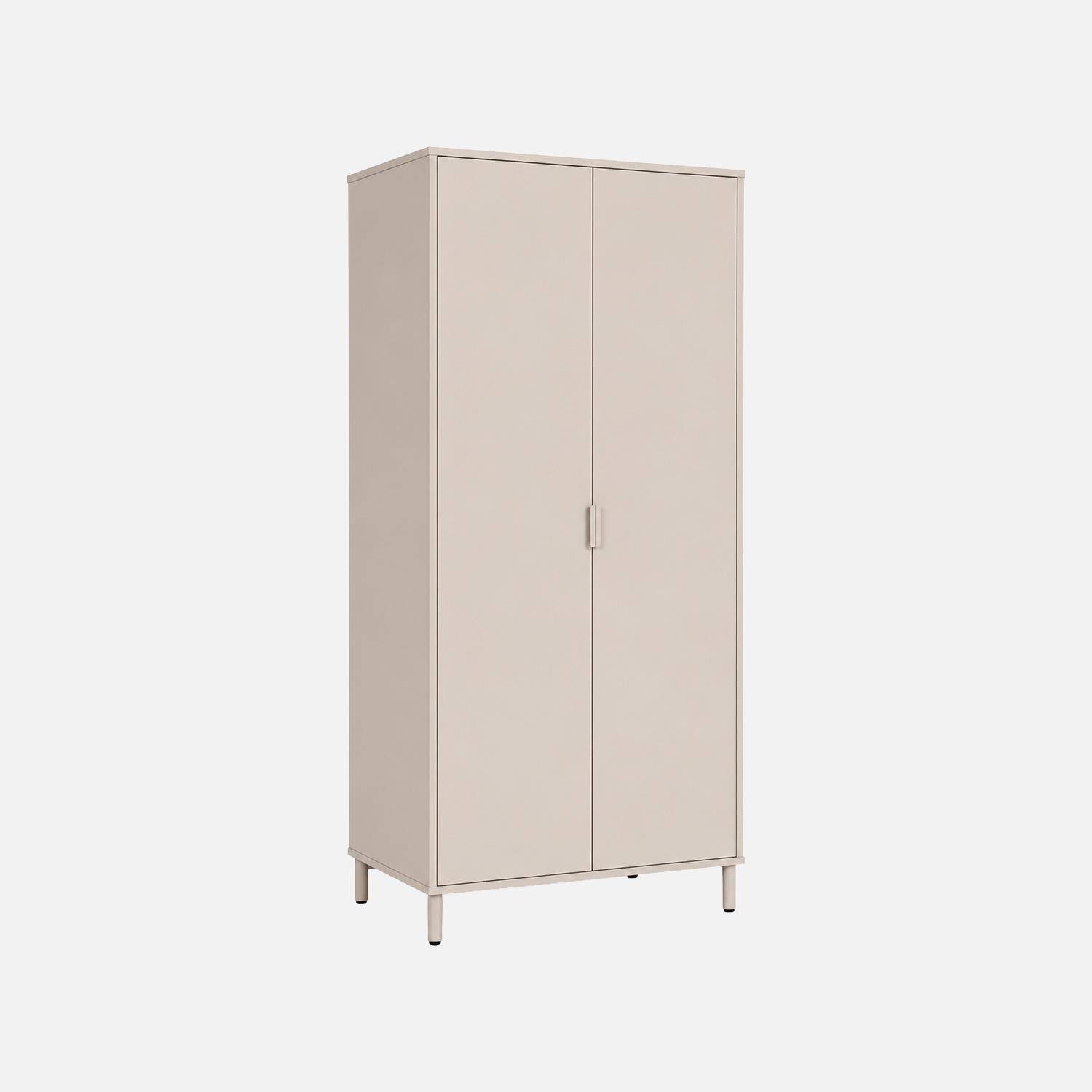Dressing bois d'hévéa et métal 2 étagères 1 penderie beige - Ellie Photo2