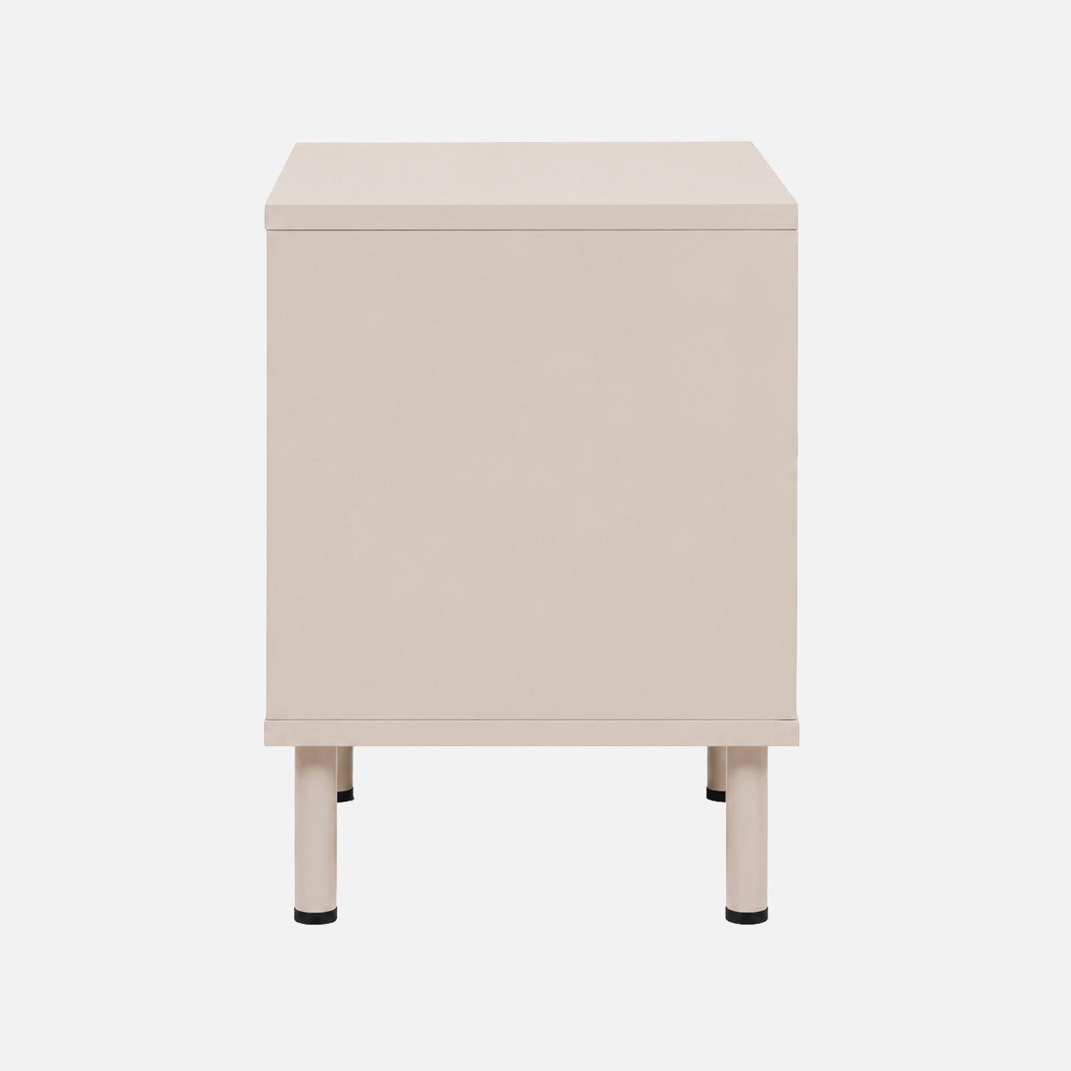 Table de chevet bois d'hévéa et métal 2 tiroirs beige - Ellie,sweeek,Photo5
