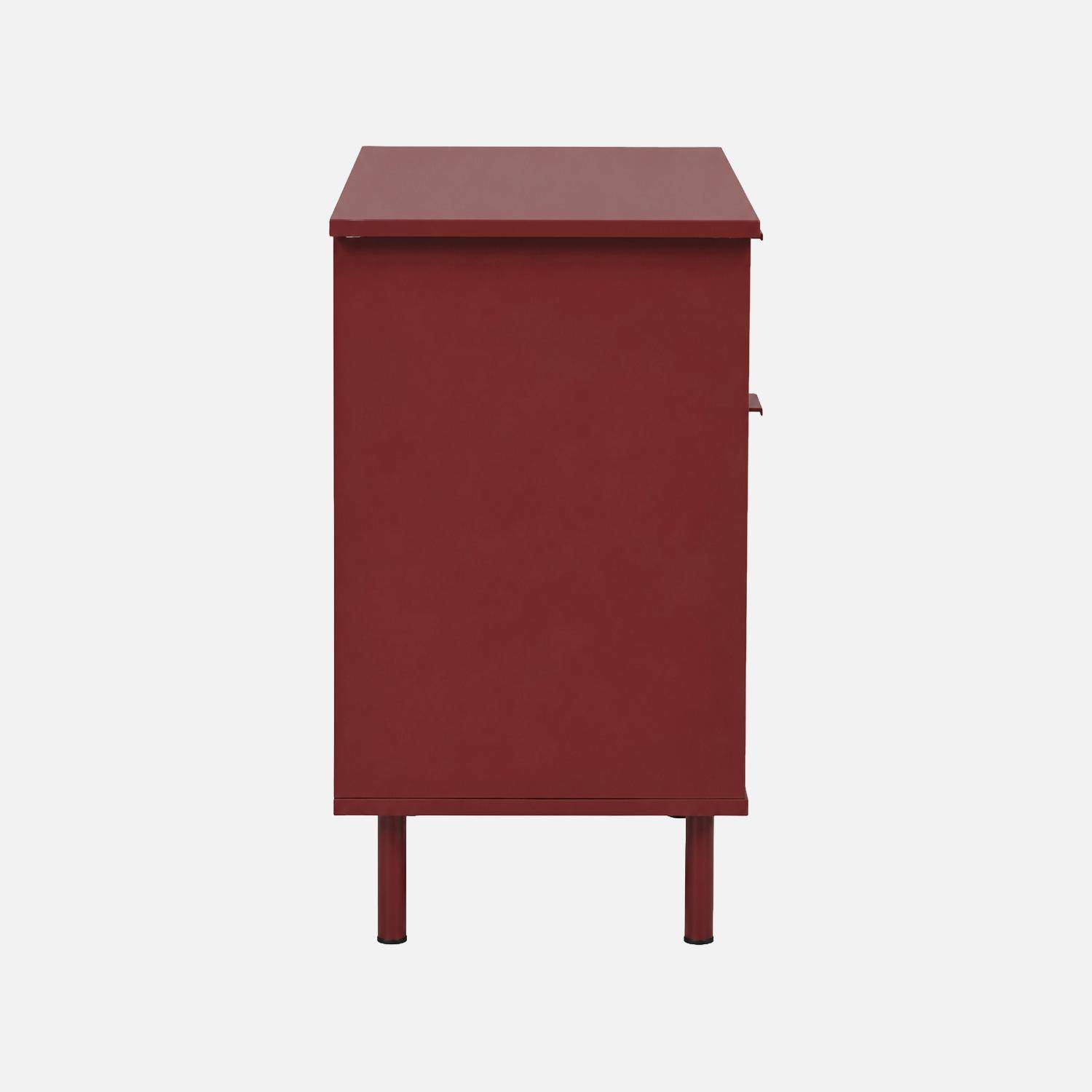 Bureau bois d'hévéa et métal 1 tiroir 1 porte bordeaux - Ellie Photo5