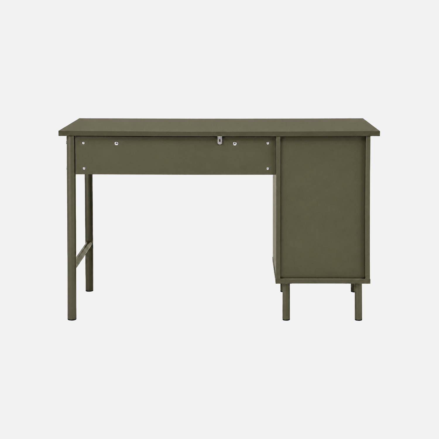Bureau bois d'hévéa et métal 1 tiroir 1 porte kaki - Ellie Photo6