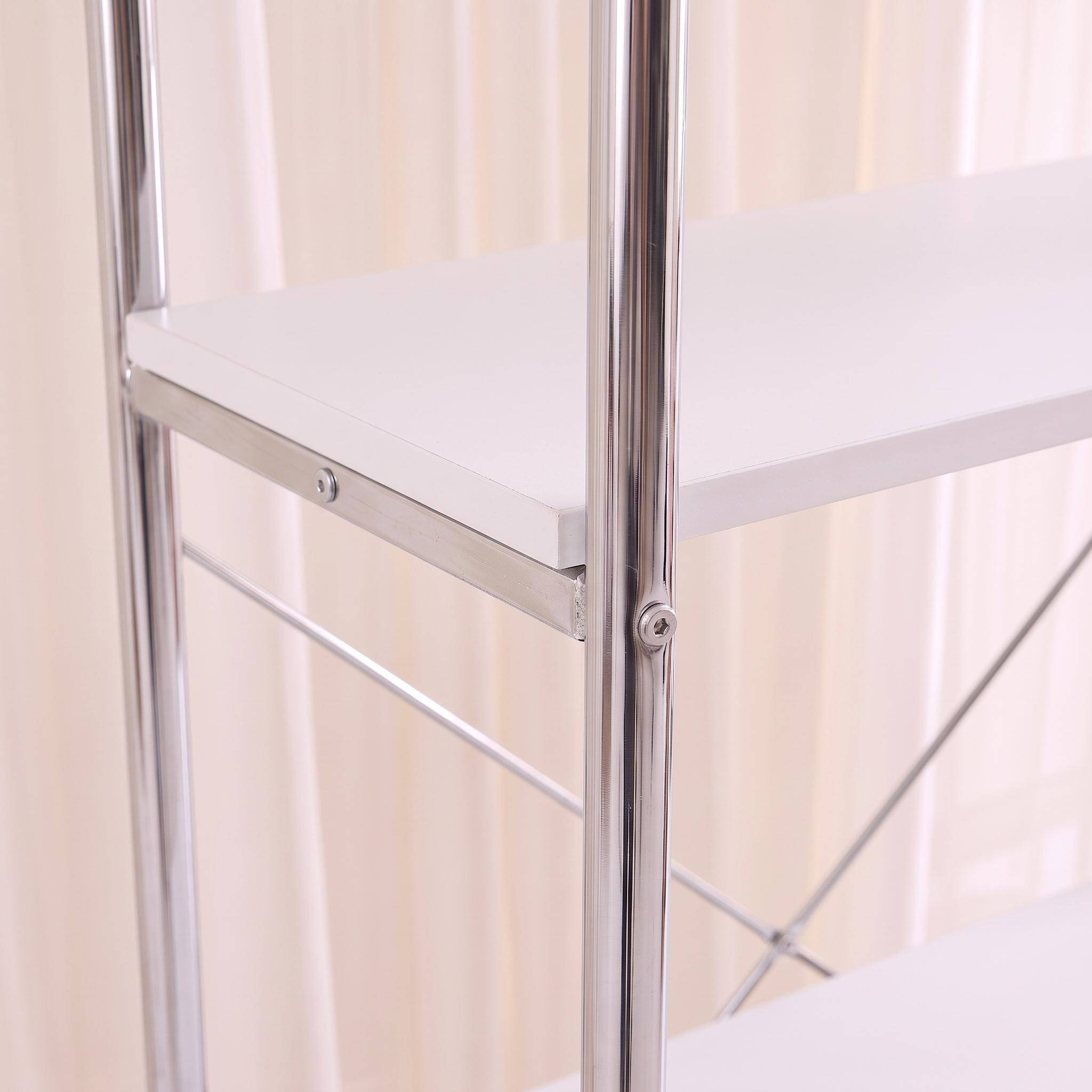 Regal Bibliothek aus Metall und Holzdekor weiß mit 2 Schiebetüren, 5 Ebenen - Lennox Photo4
