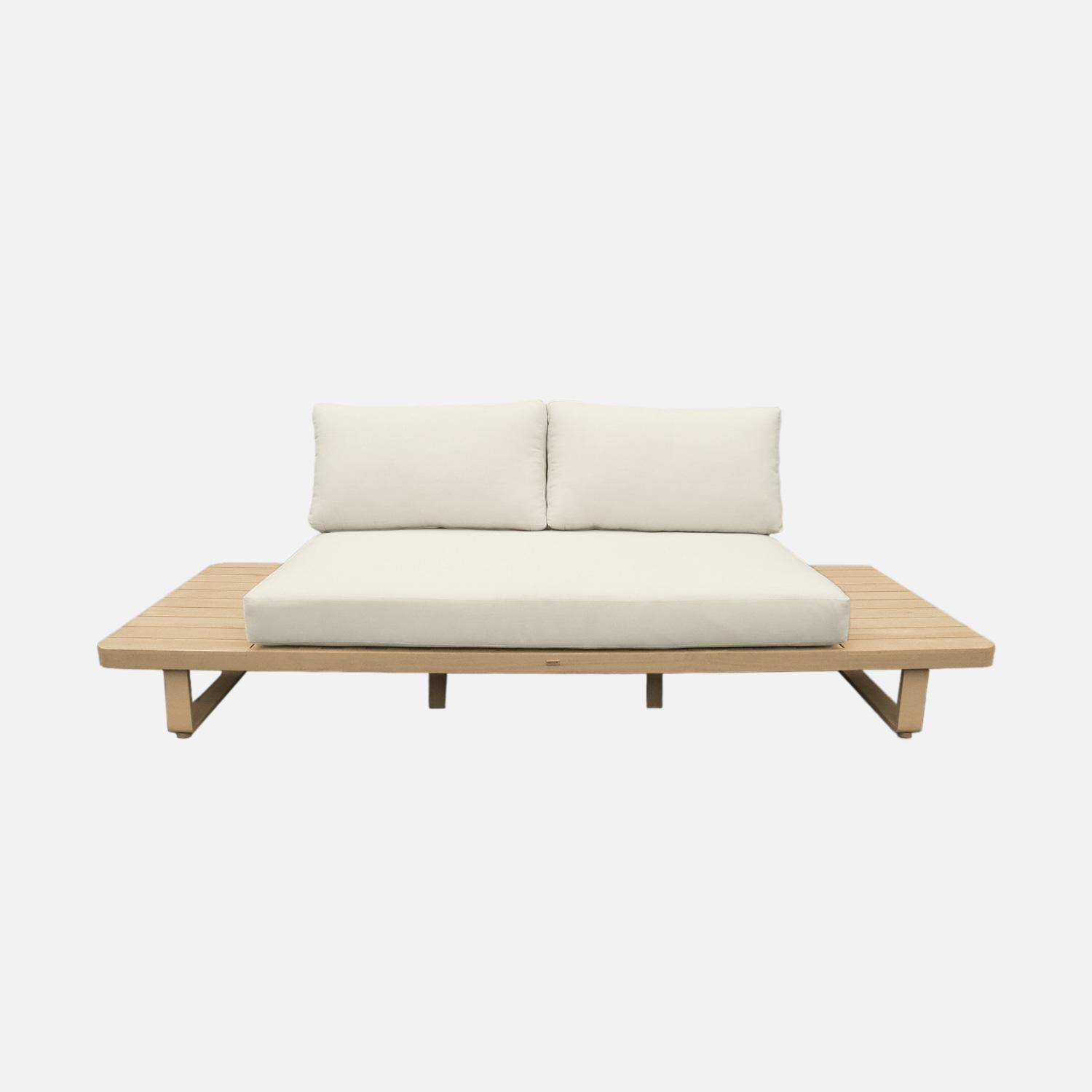 Salon de jardin d'angle bois d'acacia et aluminium 7 places beige - Acalia Latika Photo3
