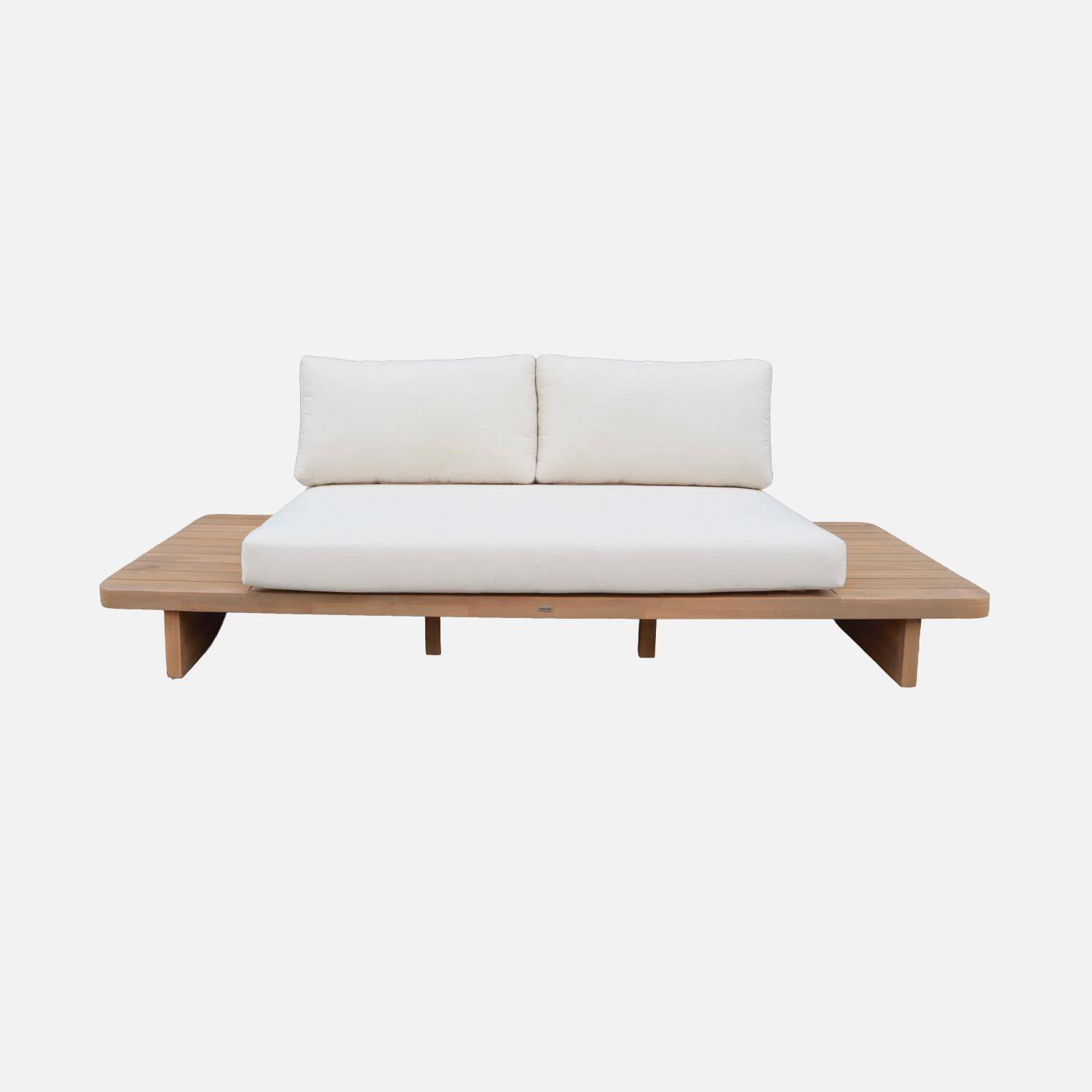 Salotto da giardino angolare in legno di acacia, 7 posti Marrone naturale - 128x82x75 cm,sweeek,Photo3