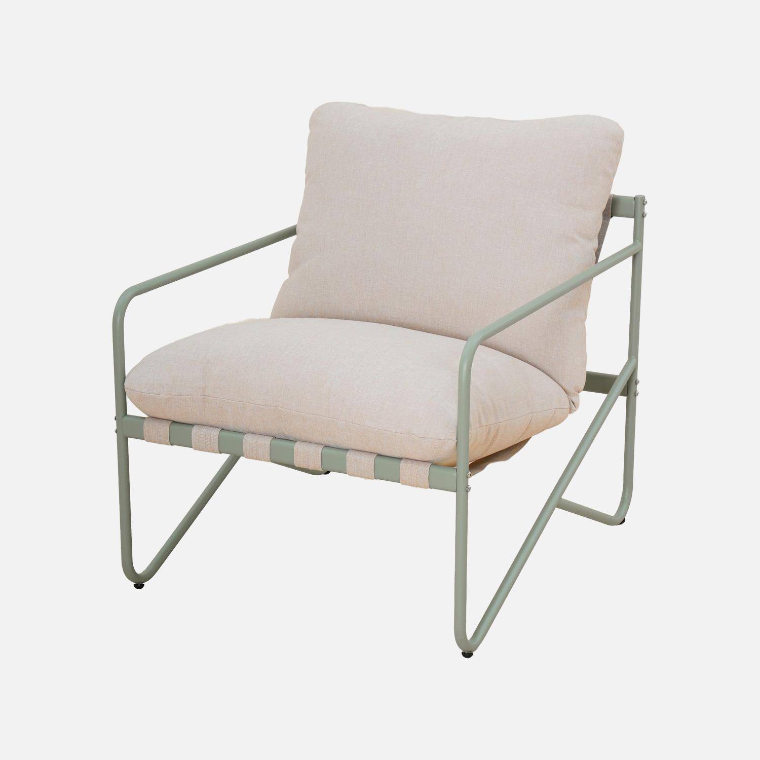 Poltrona da giardino in acciaio, set di 2, Alcamo, Verde kaki, 666x78x63 cm Photo3