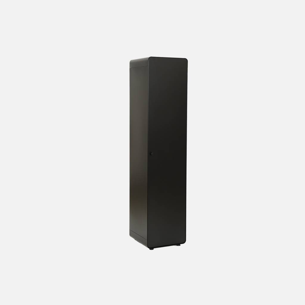 Armoire casier industriel acier 2 étagères 1 penderie noir