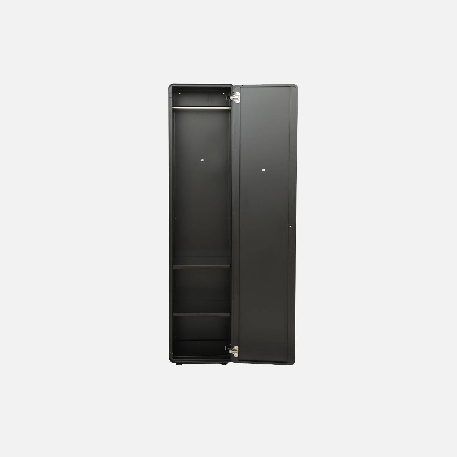 Armoire casier industriel acier 2 étagères 1 penderie noir - Tribeca,sweeek,Photo3