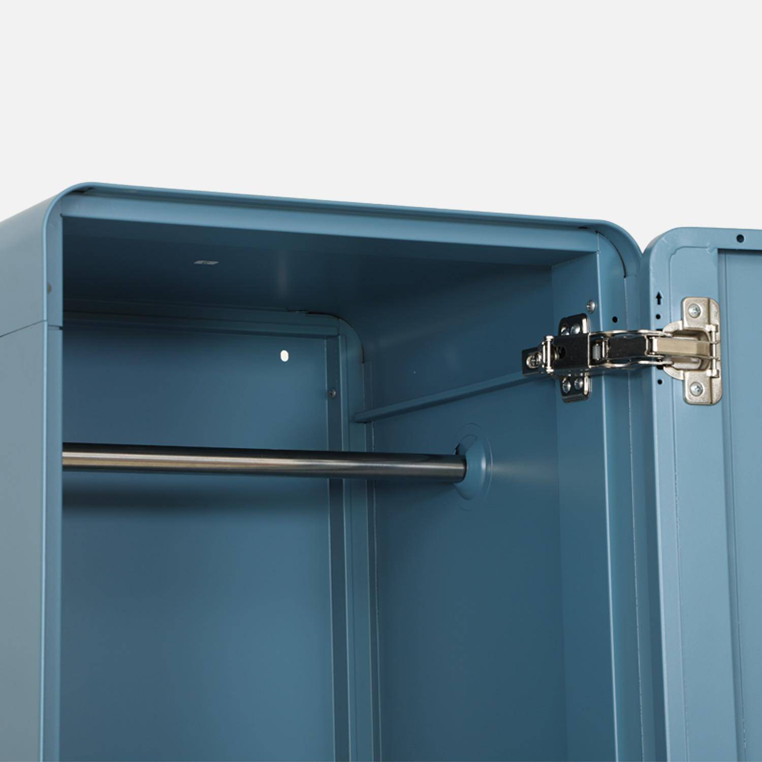 Armoire casier industriel acier 2 étagères 1 penderie bleu - Tribeca Photo4