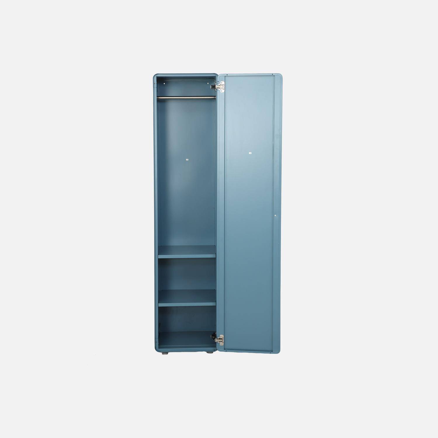 Armoire casier industriel acier 2 étagères 1 penderie bleu - Tribeca Photo3