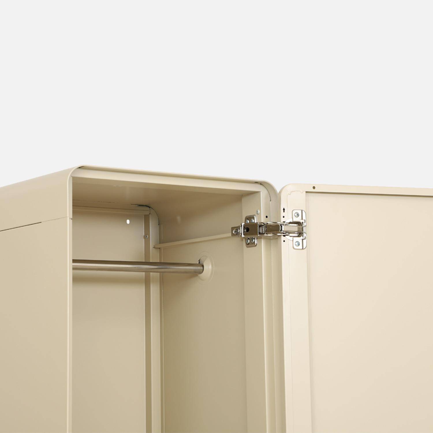 Armoire casier industriel acier 2 étagères 1 penderie beige - Tribeca,sweeek,Photo4