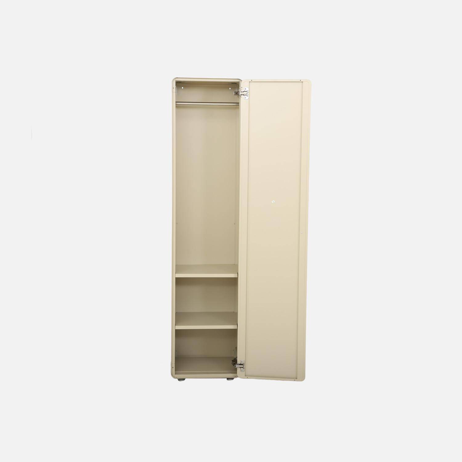 Armoire casier industriel acier 2 étagères 1 penderie beige - Tribeca,sweeek,Photo3