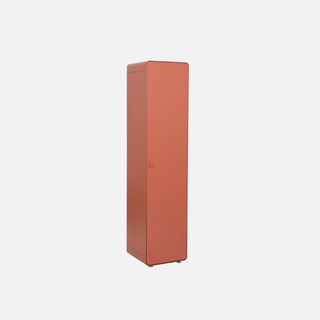 Armoire casier industriel acier 2 étagères 1 penderie terracotta