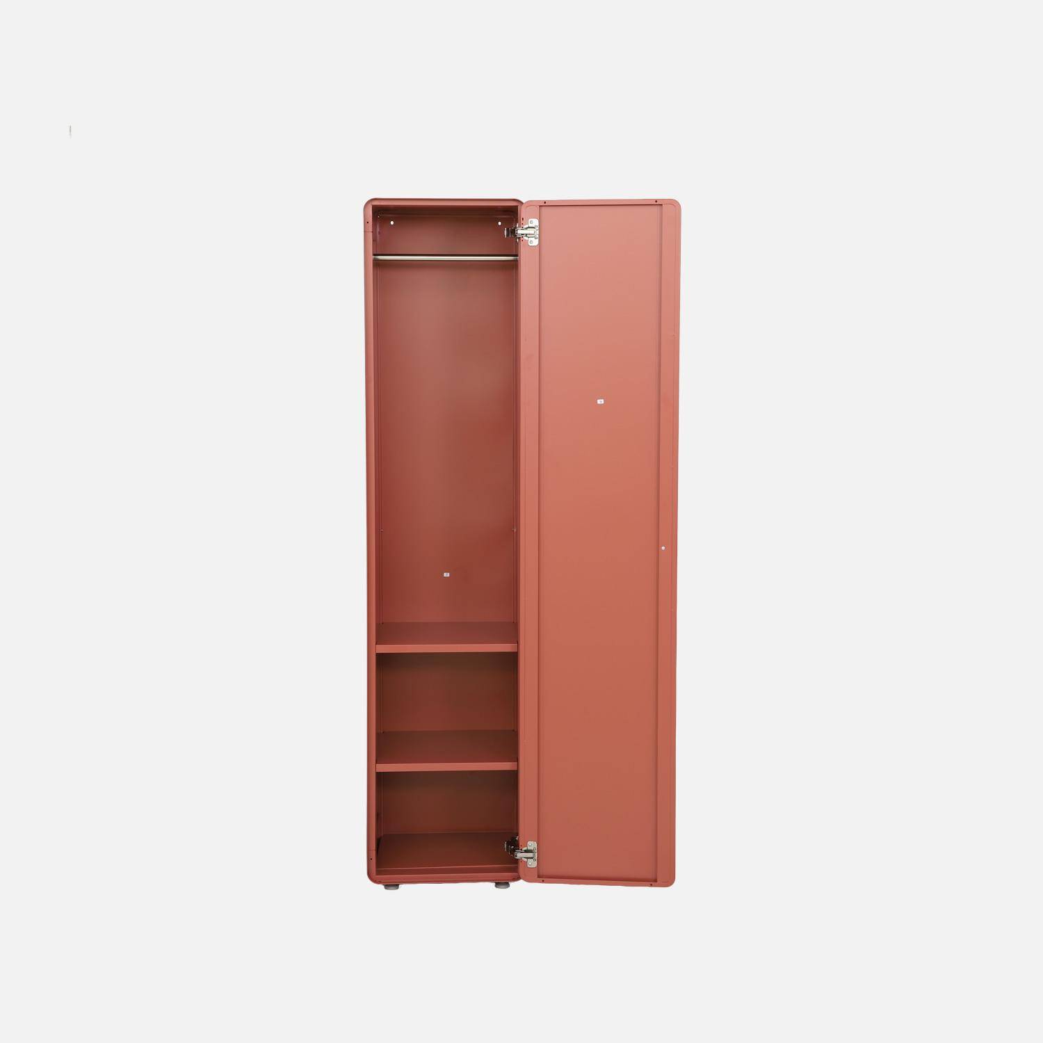 Armoire casier industriel acier 2 étagères 1 penderie terracotta - Tribeca Photo3