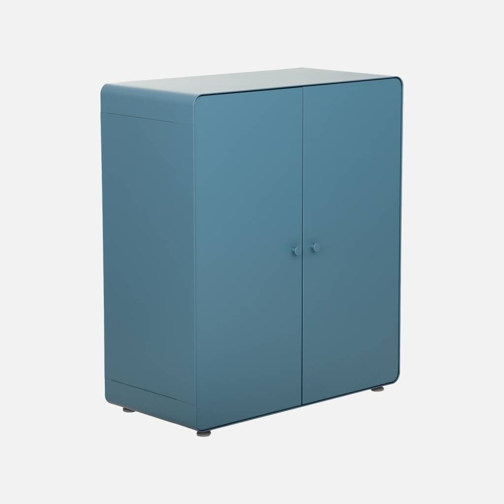 Commode armoire métal 2 portes bleu