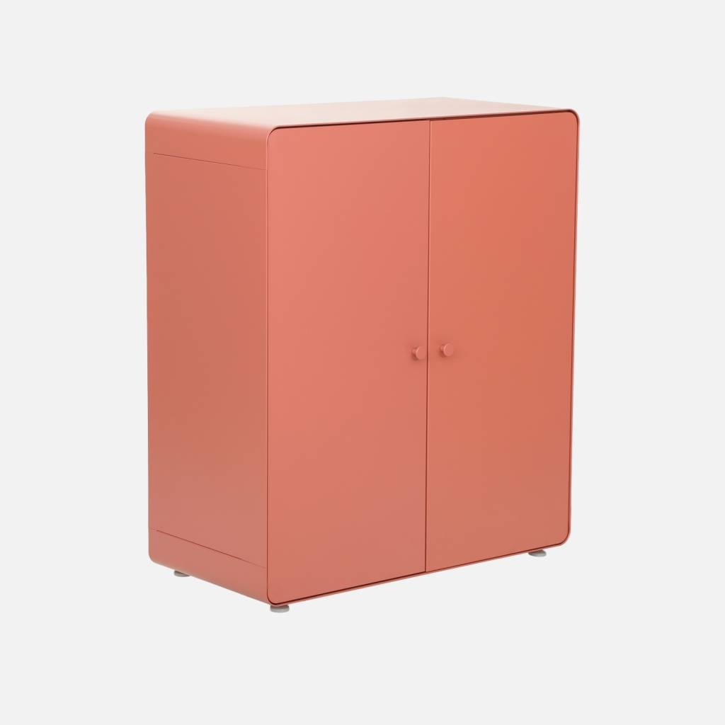 Commode armoire métal 2 portes terracotta