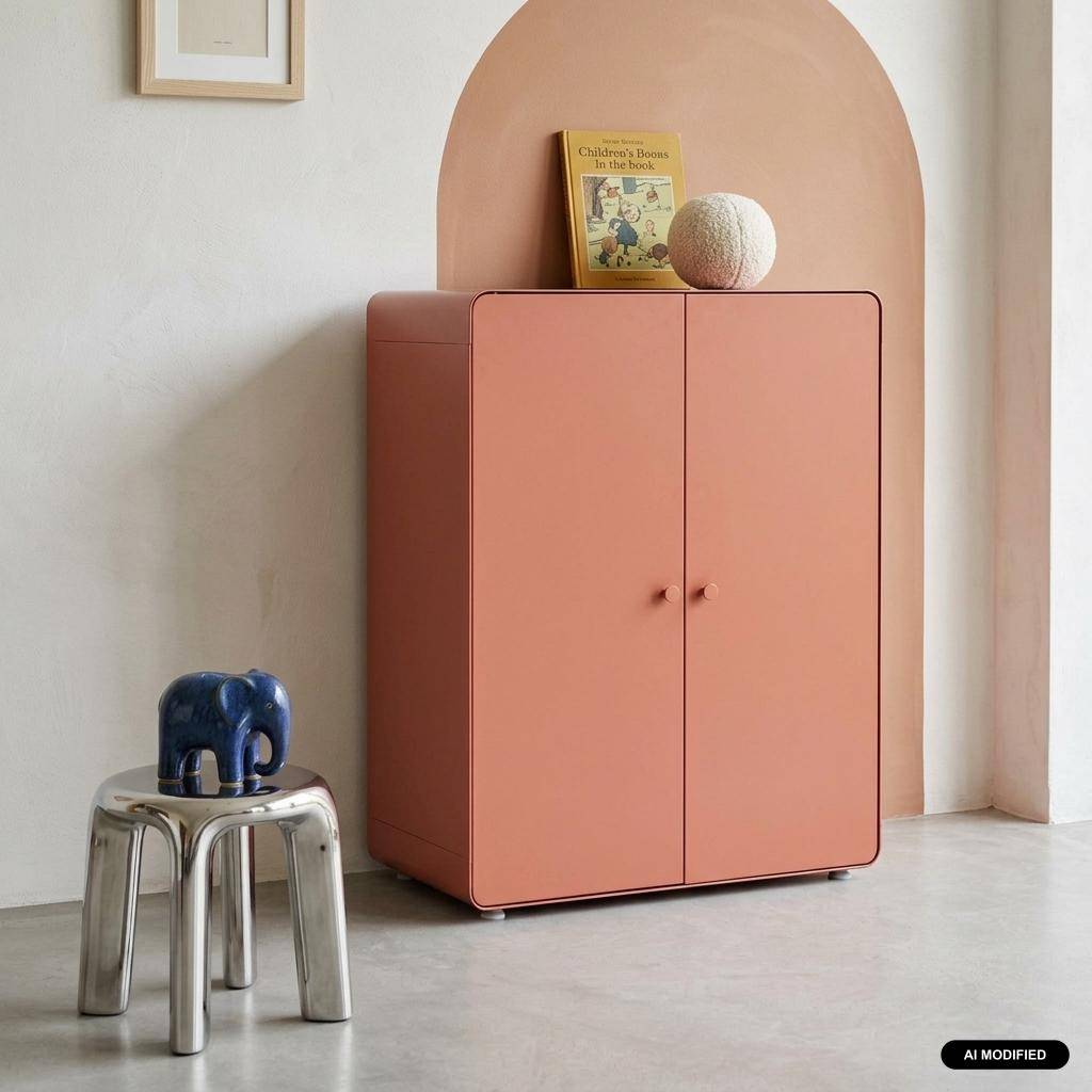 Cómoda armario de metal con 2 puertas, Tribeca, Terracotta, 94x80x40 cm Photo1