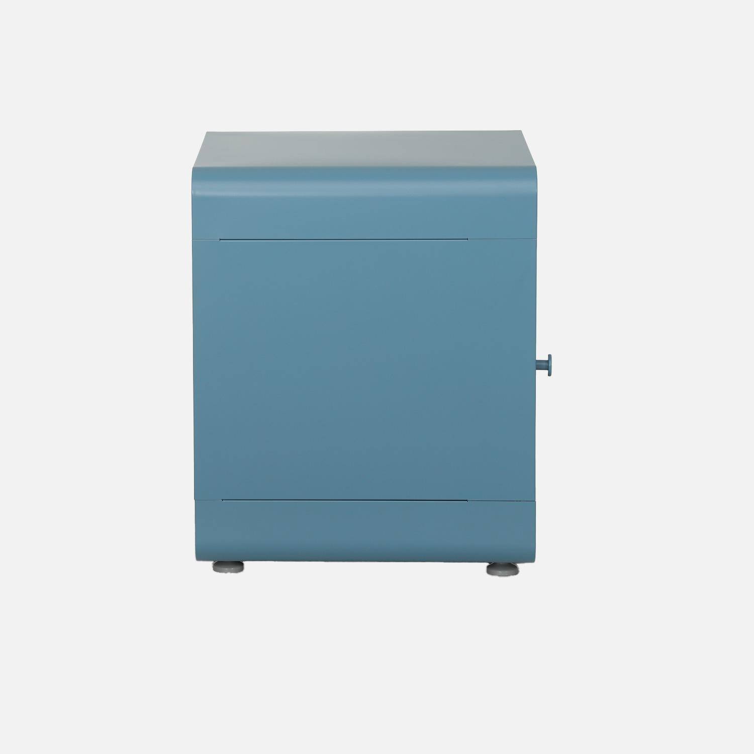 Table de chevet industrielle acier 1 porte bleu - Tribeca Photo3
