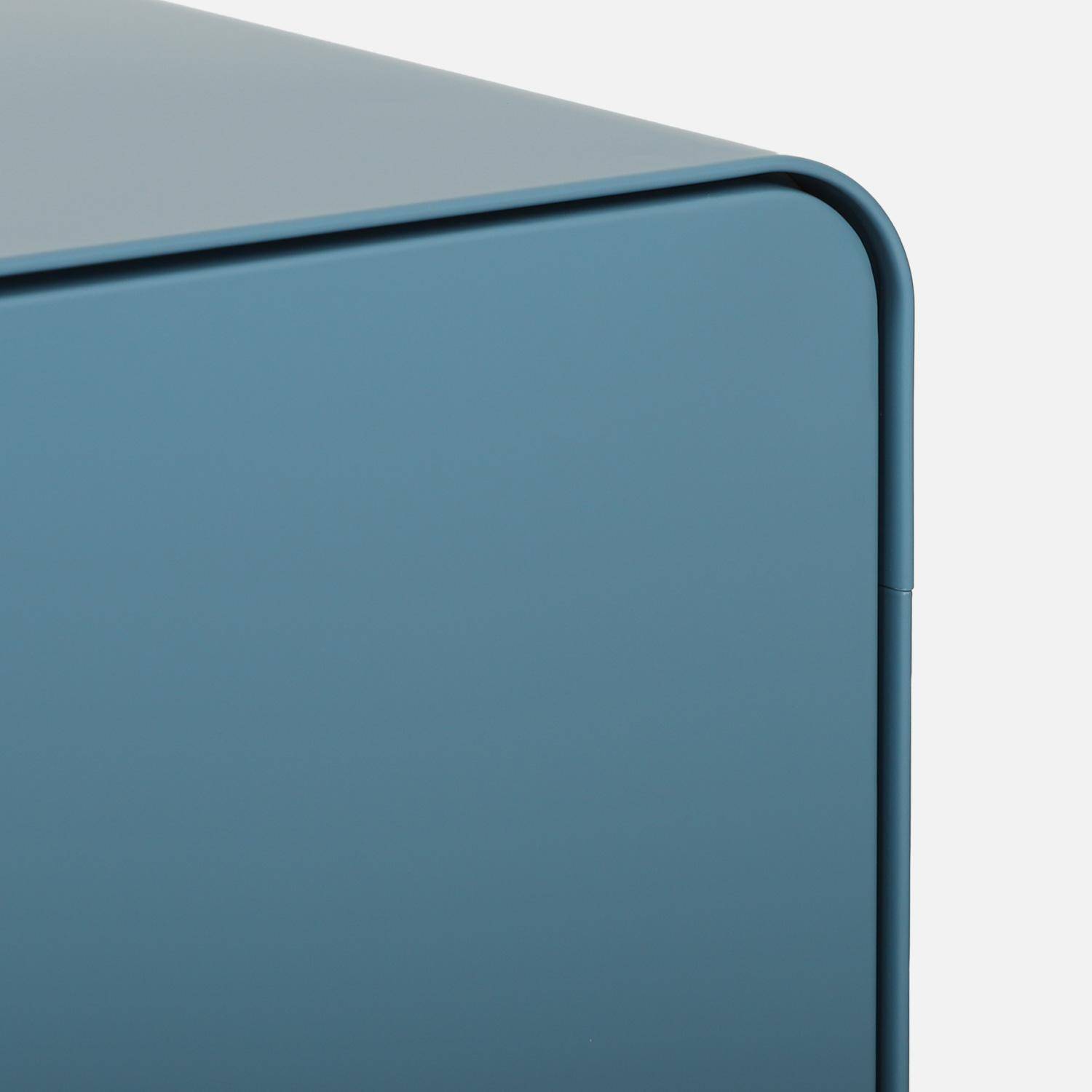 Table de chevet industrielle acier 1 porte bleu - Tribeca Photo5