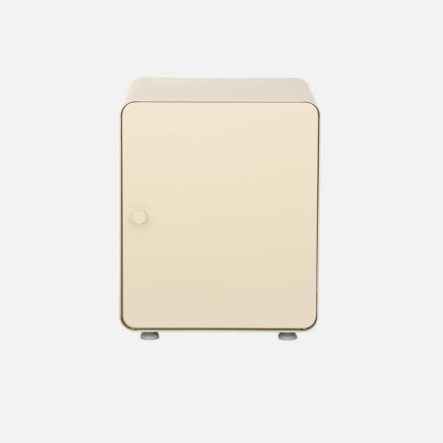 Table de chevet industrielle acier 1 porte beige - Tribeca Photo2