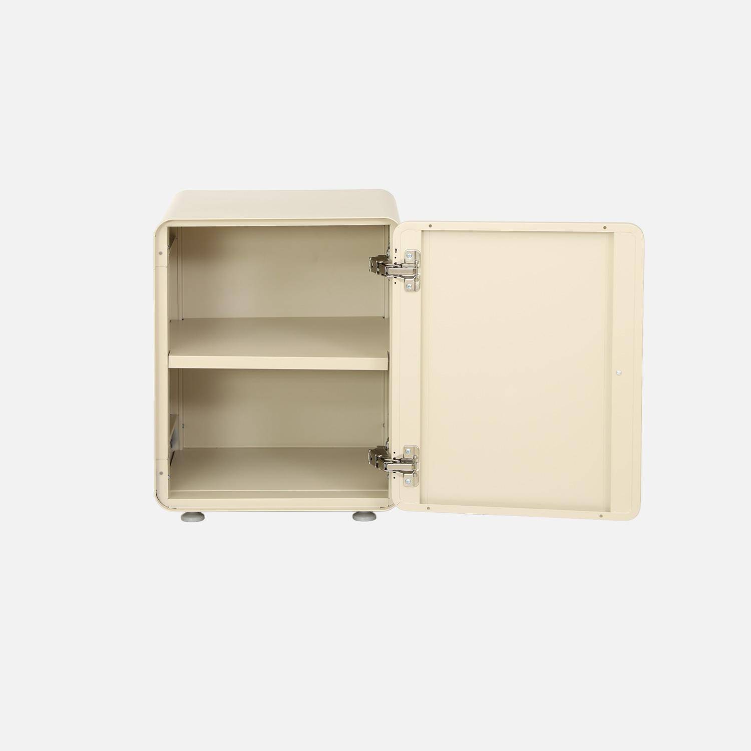 Table de chevet industrielle acier 1 porte beige - Tribeca Photo4