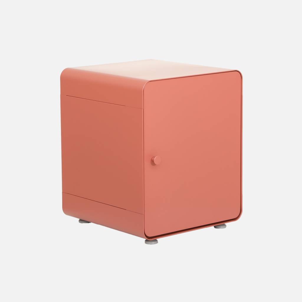 Table de chevet industrielle acier 1 porte terracotta