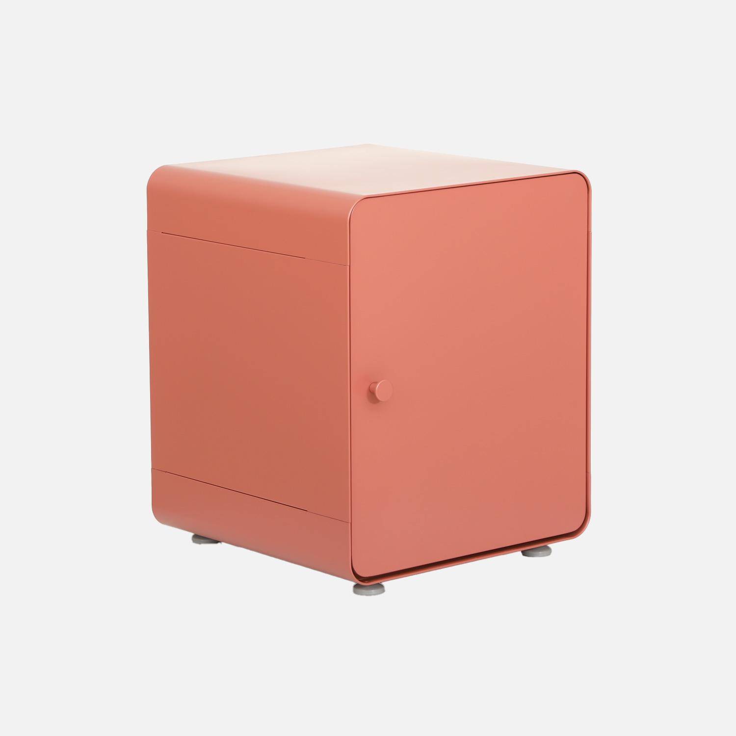Table de chevet industrielle acier 1 porte terracotta - Tribeca Photo1