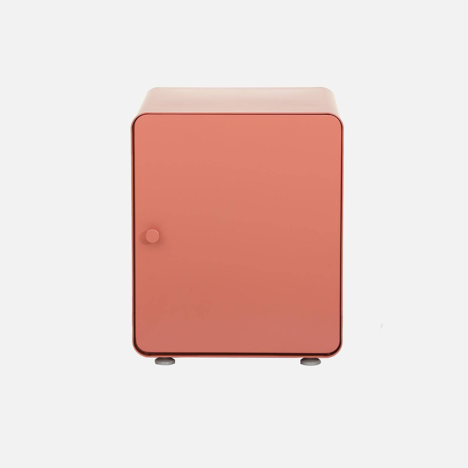 Table de chevet industrielle acier 1 porte terracotta - Tribeca Photo2