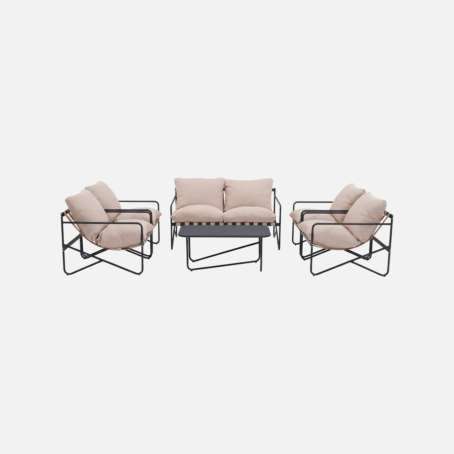 Conjunto de jardim em aço, 6 lugares, Alcamo, Antracite, 128x78x63 cm Photo2