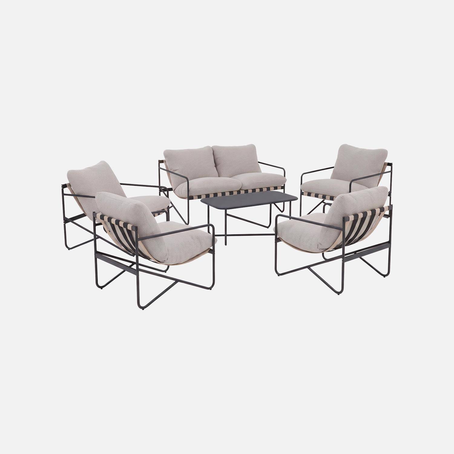 Conjunto de jardim em aço, 6 lugares, Alcamo, Antracite, 128x78x63 cm Photo1