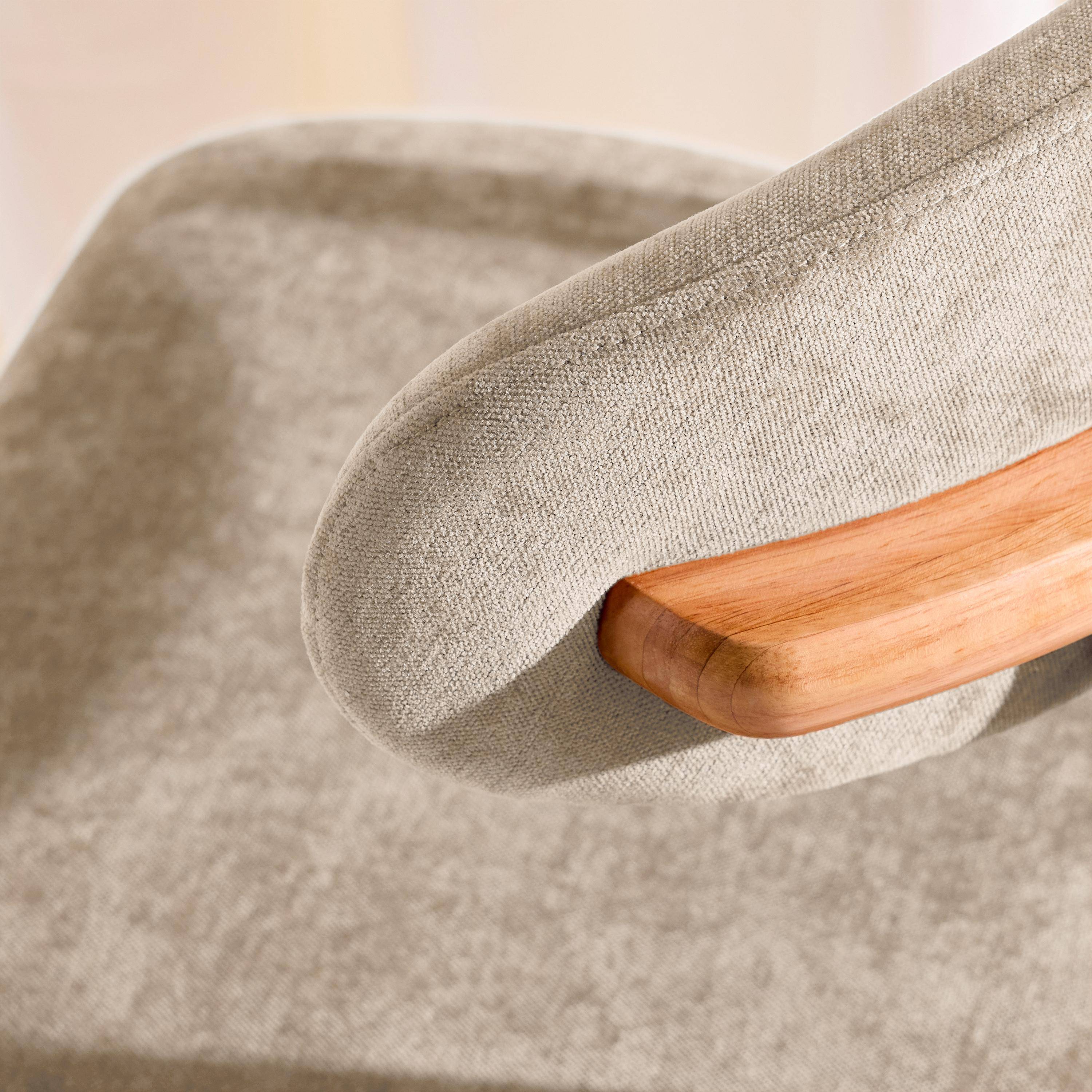 Silla de madera de caucho natural y tela de chenilla, set de 2 Natural - 57x49x79 cm Photo4